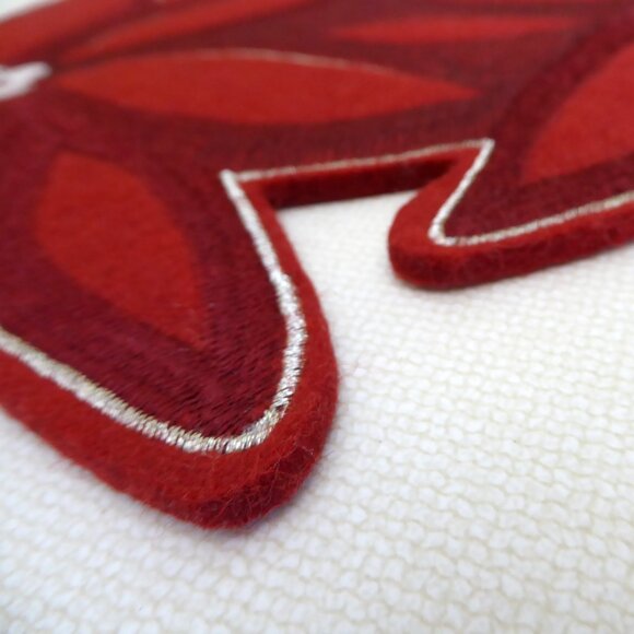 NEW 29” CHRISTMAS POINSETTIA EMBROIDERED WOOL TABLE RUNNER MAT CENTERPIECE - Picture 7 of 10